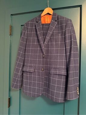 Men's Windowpane Navy Suit